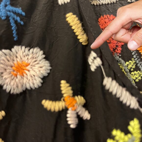 Johnny Was Women Emily Embroidered Cupra Rayon Tunic Tie Neck Top XS - Picture 13 of 13